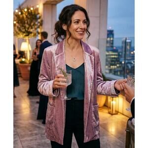 Cartonnier Anthropologie Purple Iridescent Velvet Open Front Blazer Jacket Large